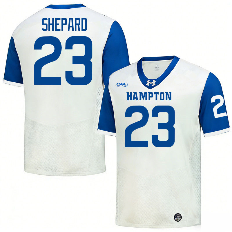 Hampton Pirates #23 Donovan Shepard College Football Jerseys,Uniforms-White